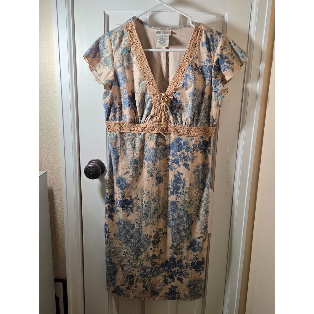 Women's Vintage Faded Glory Size 4/6 Blue Floral Print Dress